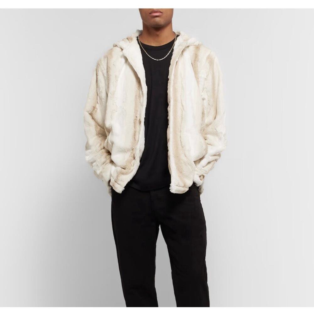 NOON GOONS FUR HOODED JACKET IN NEUTRALS Size XS Unisex Men Women